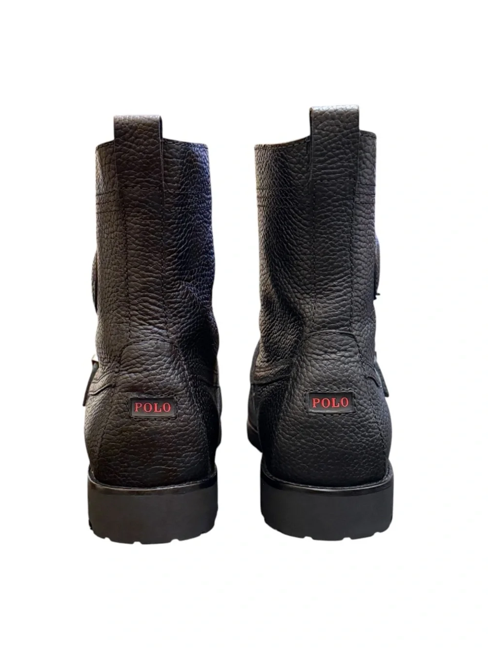 POLO RALPH LAUREN - BLACK ALL LEATHER TEXTURED “RANGER” BOOTS